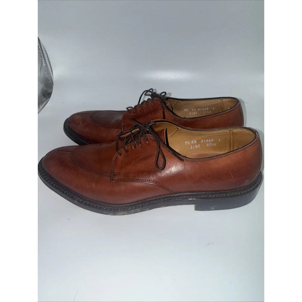 Allen Edmonds Mens Walton Oxford Size 9.5 AA Brown Leather Split Toe Dress Shoe
